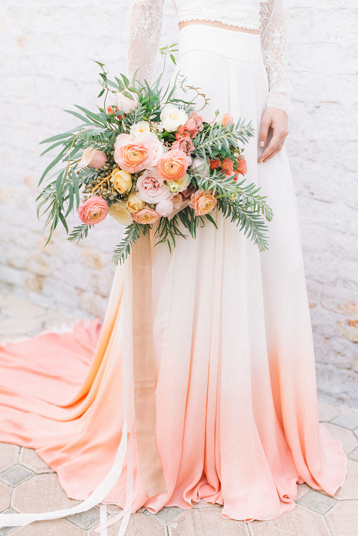 vestido de novia melocotón