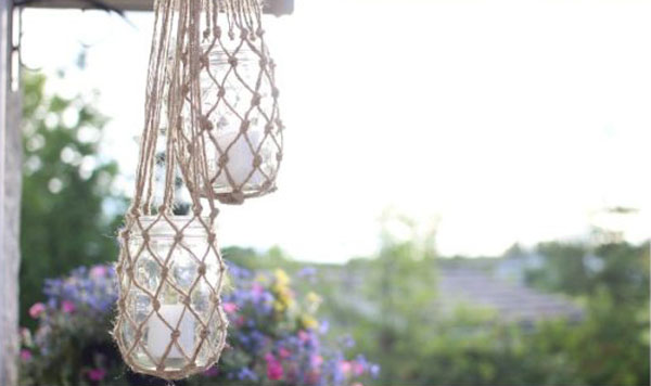 Soporte de linterna de yute de bricolaje