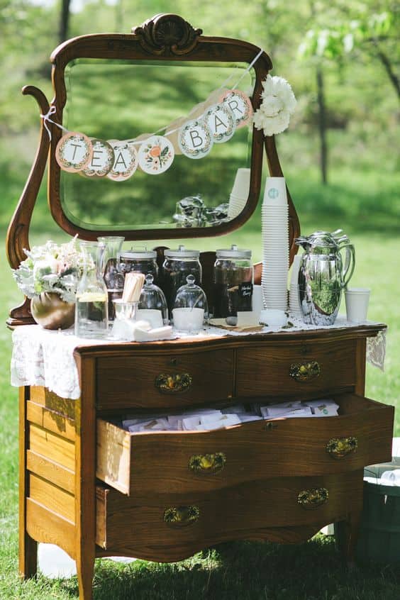 boda en la barra de té