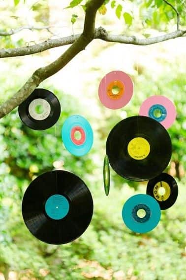 Boda vintage. Decoracion discos de vinilo