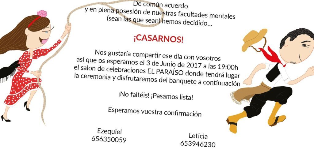 invitaciones de boda graciosas. texto invitaciones de boda graciosas