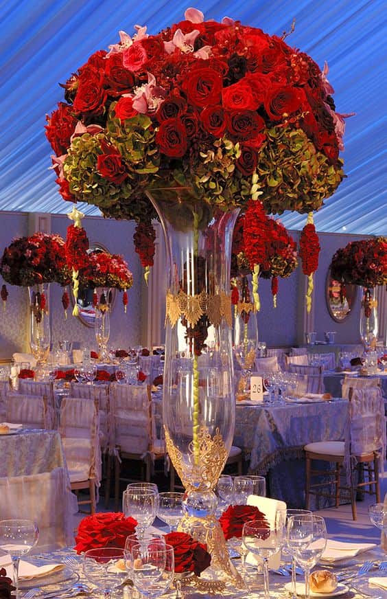 rosas de centro de mesa