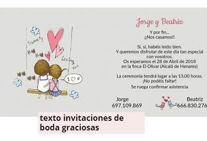 texto invitaciones de boda graciosas