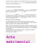 Acta matrimonial. Acta de matrimonio