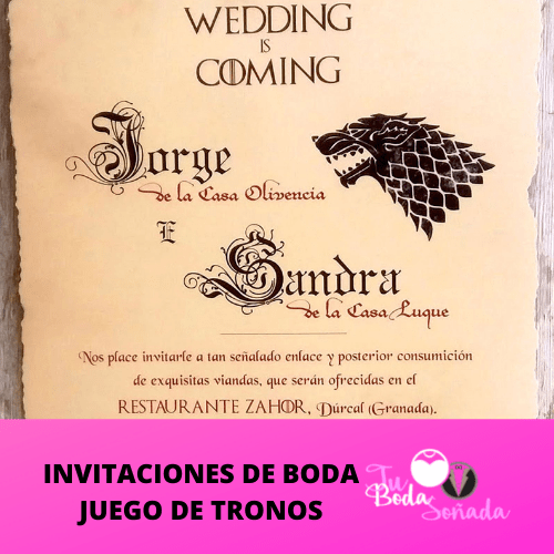 invitaciones de boda juego de tronos