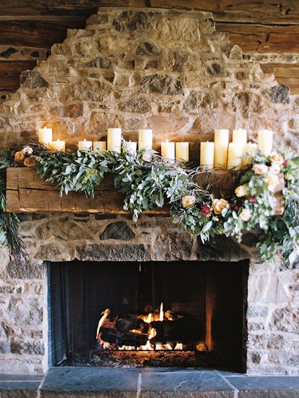 chimenea para una boda de invierno