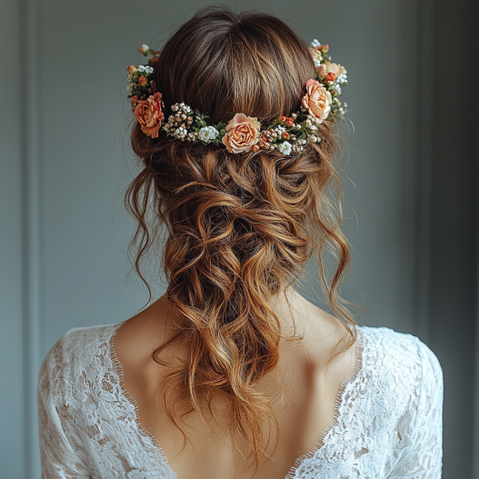 Peinado pelo Suelto para novias. Trenzas